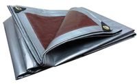 plandeka gruba 210g 5m x 8m srebrno-brązowa