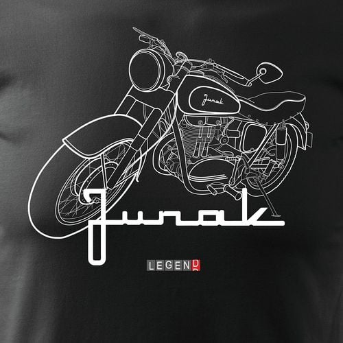 Koszulka z Junakiem z motocyklem na motor Junak męska czarna REGULAR S na Arena.pl