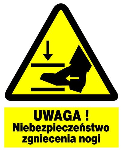 ZOO-60 ZNAK BHP  Niebezpieczeństwo zgniecenia nogi na Arena.pl