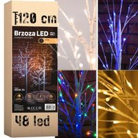 DRZEWKO ŚWIĄTECZNE BRZOZA LED DEKORACJA  ŚWIĘTA 120CM 48LED WIELOKOLOROWA
