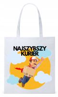 Dla Kuriera Dostawcy Torba Eco Biała Shopper Z Nadrukiem Ze Zdjęciem