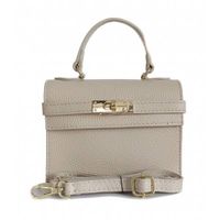 Włoska zgrabna skórzana listonoszka Vera Pelle kuferek,kufereczek Jasny beż VPK321E