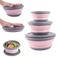 Miski składane silikonowe pojemniki na żywność kuchenne z pokrywką 3 szt