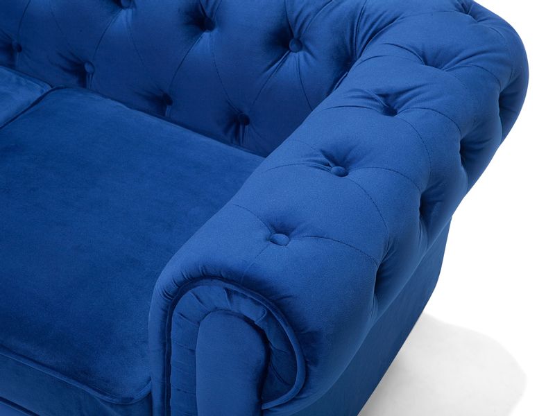 Sofa 3-osobowa welurowa niebieska CHESTERFIELD zdjęcie 6