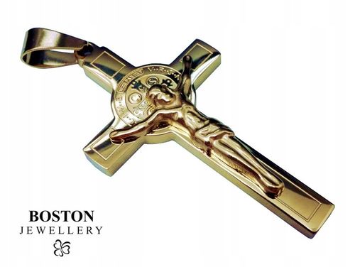 ZŁOTY KRZYŻ KRZYŻYK NA ŁAŃCUSZEK STAL CHIRURGICZNA na Arena.pl