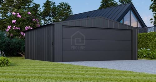 Garaż blaszany na rąbek 6x5m brama segmentowa drzwi dach dwuspadowy PLG214 na Arena.pl
