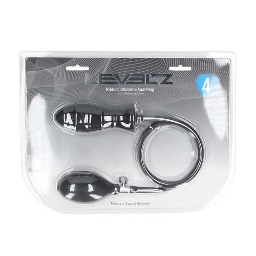 ribbed inflatable silicone anal plug - black na Arena.pl