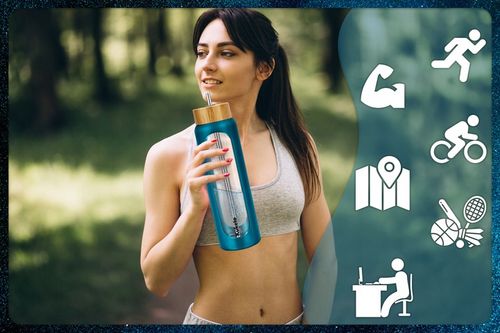 BUTELKA SZKLANA NA WODĘ NAPOJE ZE SŁOMKĄ SITKIEM SZCZELNA DUŻA BIDON 1,2L na Arena.pl