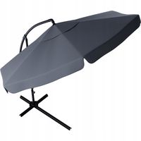 PARASOL OGRODOWY DUŻY REGULOWANY Z WYSIĘGNIKIEM 350cm SZARY + POKROWIEC