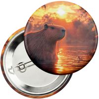 Przypinka z agrafką 59mm - ZWIERZĘTA KAPIBARA MODNE