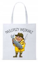 Dla Wędkarza Rybaka Torba Eco Biała Shopper Z Nadrukiem Ze Zdjęciem