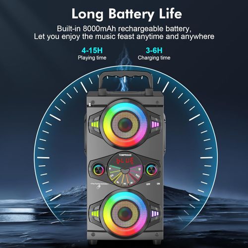 GŁOŚNIK BEZPRZEWODOWY BLUETOOTH PILOT TF LED AUX Przenośny Tomproad A52 60W na Arena.pl