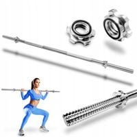 Gryf Prosty stalowy sztanga 120 cm 30mm ryflowany gwintowany z zaciskami