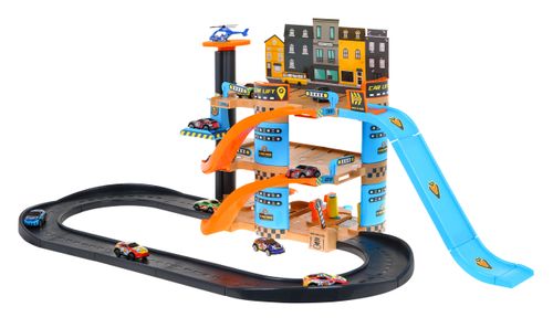 4-Piętrowy Parking Z Windą Dla Dzieci 3+ Autka Helikopter + Zjeżdżalnia na Arena.pl