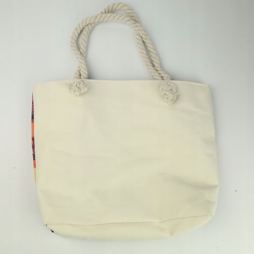 TORBA PLAŻOWA MIEJSKA MATERIAŁOWA Z PODSZEWKĄ SHOPPER NA RAMIĘ Z ZAMKIEM na Arena.pl