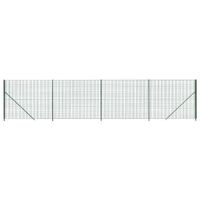 Ogrodzenie z siatki, ze stopami słupków, zielone, 1,4x10 m