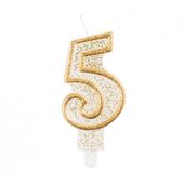 ŚWIECZKA URODZINOWA CYFERKA 5 GODAN ZŁOTY KONTUR
