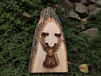 Obraz drewniany z korą JELEŃ rogacz na prezent myśliwstwo płaskorzeźba