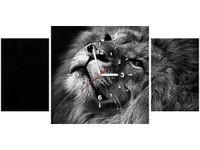 80X40CM ZEGAR SREBRNY LEW OBRAZ