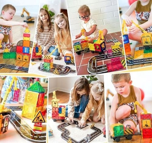 Klocki Magnetyczne Konstrukcyjne Duże Dzieci Zabawki Chłopca Zestaw Pojazdy na Arena.pl