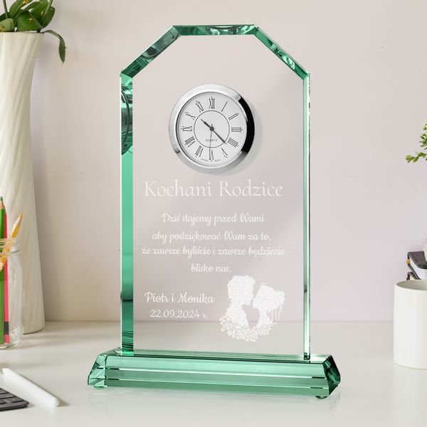 PODZIĘKOWANIE DLA RODZICÓW na ślub wesele Statuetka Zegar +GRAWER zdjęcie 2