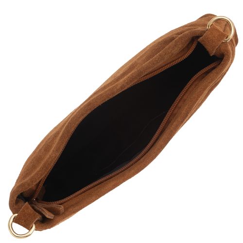 VERA PELLE torebka damska zamszowa listonoszka z paskiem V687 brązowa na Arena.pl