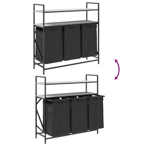 Kosz na pranie 3 przegrody z półkami, szary dąb sonoma na Arena.pl