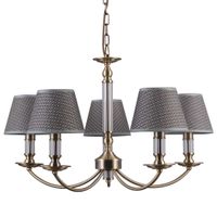 Żyrandol LAMPA wisząca ZANOBI PND-43272-5 Italux klasyczna OPRAWA abażurowa ZWIS na łańcuchu brąz antyczny szary