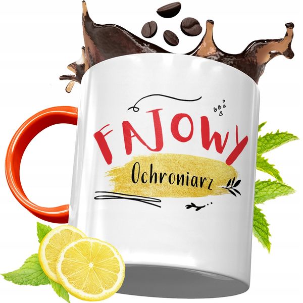 Kubek Pomarańczowy Dla Ochroniarza Prezent Z Nadrukiem Ze Zdjęciem zdjęcie 1