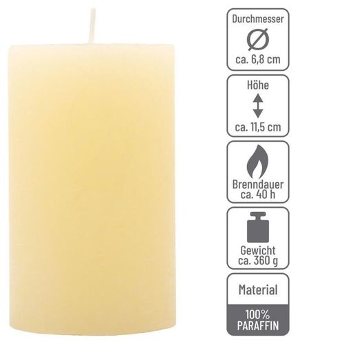 Zestaw świec rustykalnych, 11,5 cm, Ø 6,8 cm, kremowy, 6 szt na Arena.pl