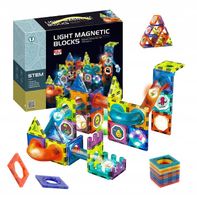 KLOCKI MAGNETYCZNE KONSTRUKCYJNE EDUKACYJNE UKŁADANKA ŚWIECĄCY TOR 75EL.