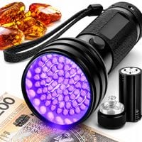 MOCNA LATARKA UV TAKTYCZNA SZPERACZ DO BURSZTYNU BANKNOTÓW ALUMINIUM 51 LED