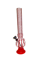 Fajka Wodna Akrylowa Bongo z Akrylu Przezroczyste w Czerwone Paski