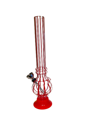 Fajka Wodna Akrylowa Bongo z Akrylu Przezroczyste w Czerwone Paski na Arena.pl