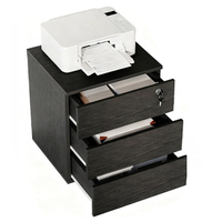 Kontenerek biurowy czarna na kółkach z szufladami mobilna szafka