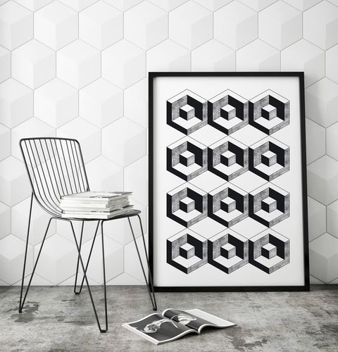 Plakat cyfrowy do wydruku pattern sześcian na Arena.pl