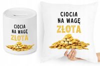 Dla Cioci Zestaw Poduszka + Skarbonka Prezent Z Nadrukiem Ze Zdjęciem