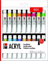 Farby akrylowe Marabu 18 szt. x 12 ml