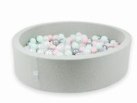 Suchy basen jasnoszary 110x30 z piłeczkami 400 sztuk (przezroczyste, perłowe, srebrne, jasnoróżowe, jasnomiętowe)