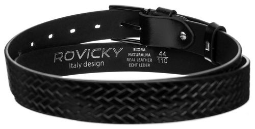 Pasek męski ze skóry naturalnej licowej z plecionym wzorem - Rovicky Długość paska 110 na Arena.pl