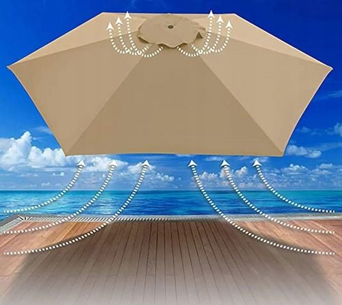 Poszycie wymienne materiał parasola ogrodowego 6 ramion 300cm - khaki na Arena.pl