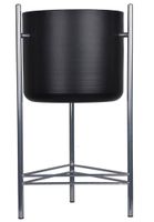 Kwietnik metalowy czarny na srebrnym stelażu wysoki