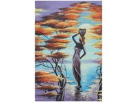 80CM 120 OBRAZ AFRYKAŃSKA DZIEWCZYNA KOSZEM ŚCIENNY