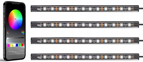 Oświetlenie LED RGB Wnętrza Pojazdu Auta Kabiny Tuning Zestaw Aplikacja na Arena.pl