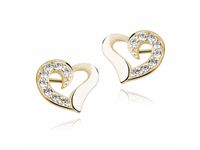 POZŁACANE SREBRNE KOLCZYKI SERCA SERDUSZKO CYRKONI