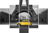 70 100CM OBRAZ 5 ELEM ŻÓŁTE AUTKO DRUK PŁÓTNO