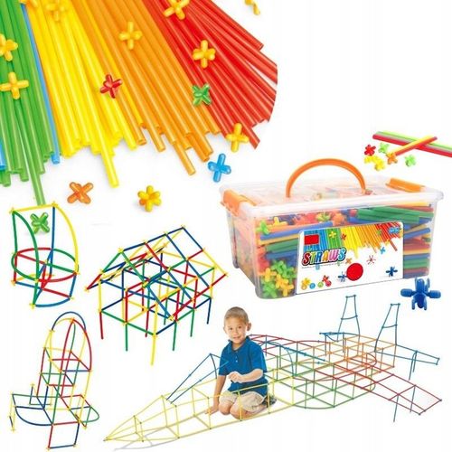 Klocki Konstrukcyjne Słomki Patyczki do Budowania Zestaw XL 800 elementów na Arena.pl