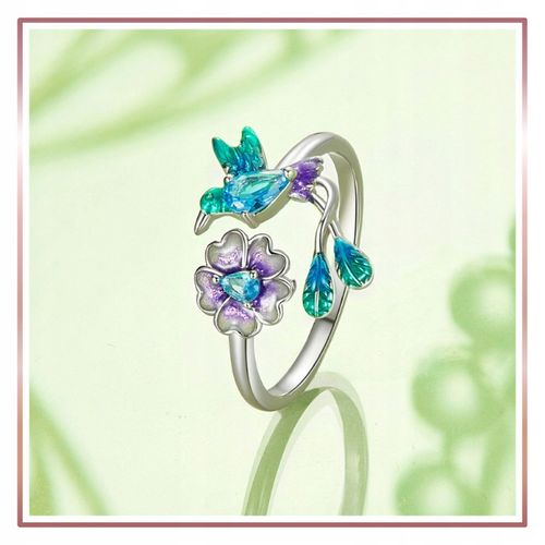 Srebrny Pierścionek Otwarty UROCZY RAJSKI PTAK S925 na Arena.pl