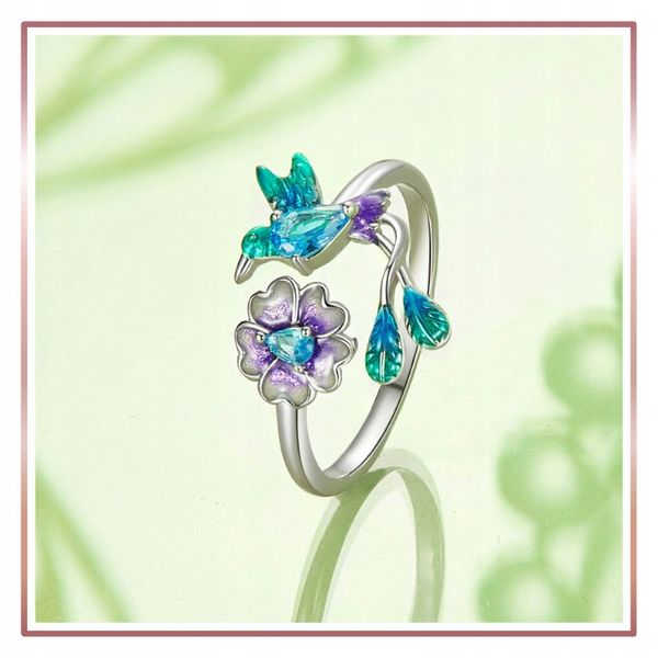 Srebrny Pierścionek Otwarty UROCZY RAJSKI PTAK S925 zdjęcie 5