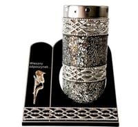 ZNICZ WITRAŻ KAPLICZKA AKRYL MOZAIKA DUŻY CIĘŻKI SREBRNY